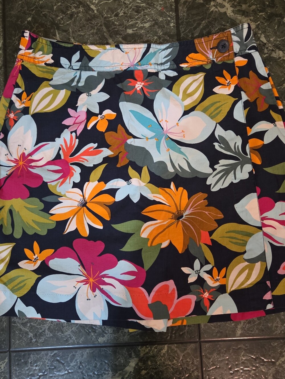White Stag Blue Floral Hawaiian Wrap Skort Stretch Cotton Size 14 Y2K Vintage